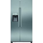 Siemens KA93DAIEP Side-by-Side-Kühlschrank, freistehend, Edelstahldekor, NoFrost, Wasser- und Eiswürfelspender, Festwasseranschluss, Breite 90.8 cm, Energieklasse E