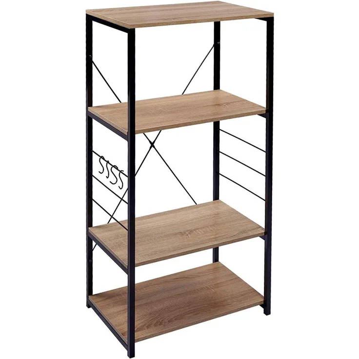 WOLTU Küchenregal Standregal aus Holz und Stahl 60x40x123,5cm eiche hell