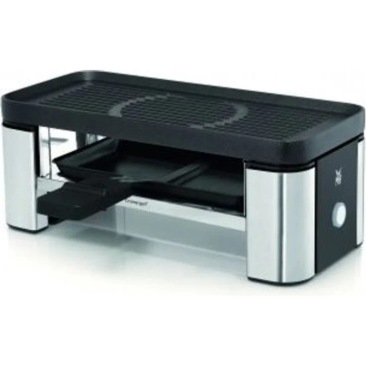 WMF Küchenminis Raclette 2 Personen, Grill, 3 Pfännchen, Schieber und Keramikschüssel für Schokoladenfondue, 370 W, edelstahl matt  – Bild 3