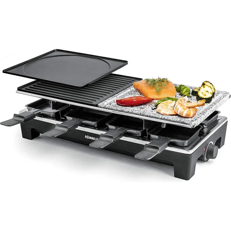 Rommelsbacher RCS 1350 Raclette Grill, Kunststoff, schwarz-Edelstahl