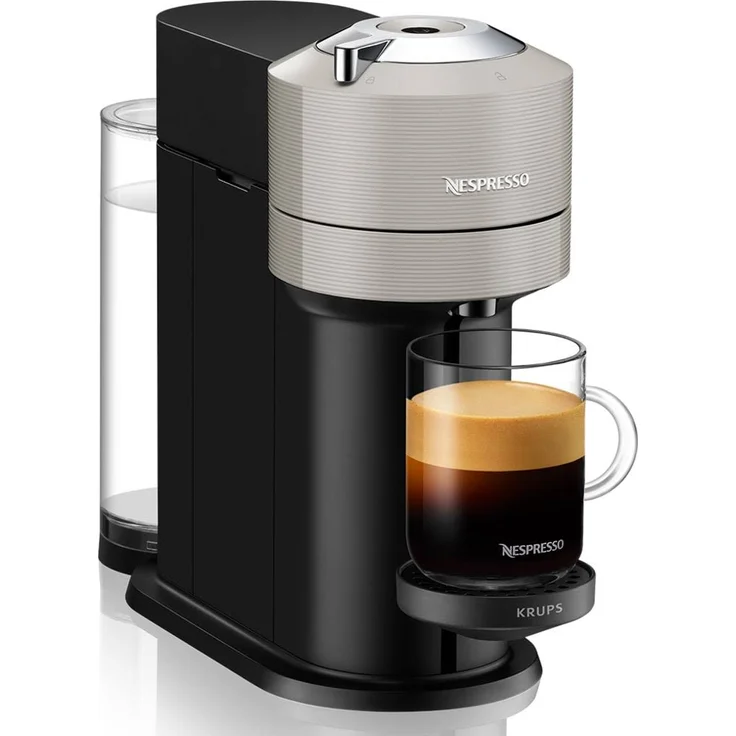 Krups XN910B Nespresso Vertuo Next Kaffeekapselmaschine, 1,7 Liter Wassertank, Kapselerkennung durch Barcode, 6 Tassengrößen, Power-Off Funktion, aus 54 % recyceltem Kunststoff, Light Grey – Bild 1