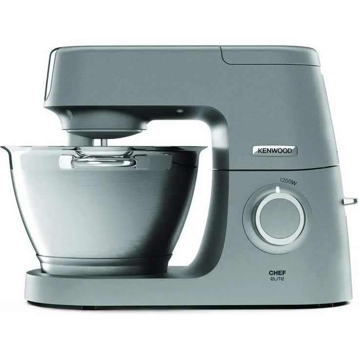 Kenwood Chef Elite KVC5320S Küchenmaschine, 4,6 l Edelstahl Rührschüssel, Interlock-Sicherheitssystem, Metallgehäuse, 1200 Watt, inkl. 3-Teiligem Patisserie-Set und Glas-Mixaufsatz, silber | Serie: Chef Elite