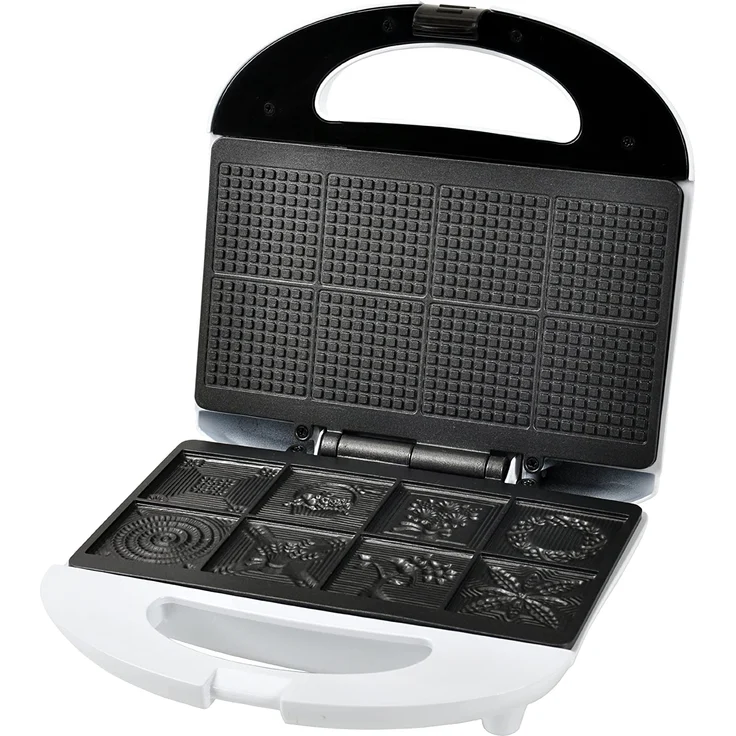 Efbe-Schott Zimtwaffeleisen mit 8 verschiedenen Motiven, Antihaftbeschichtung, 700 W, Metall-Aluminium-Kunststoff, Weiß, SC ZWE 1000 – Bild 2