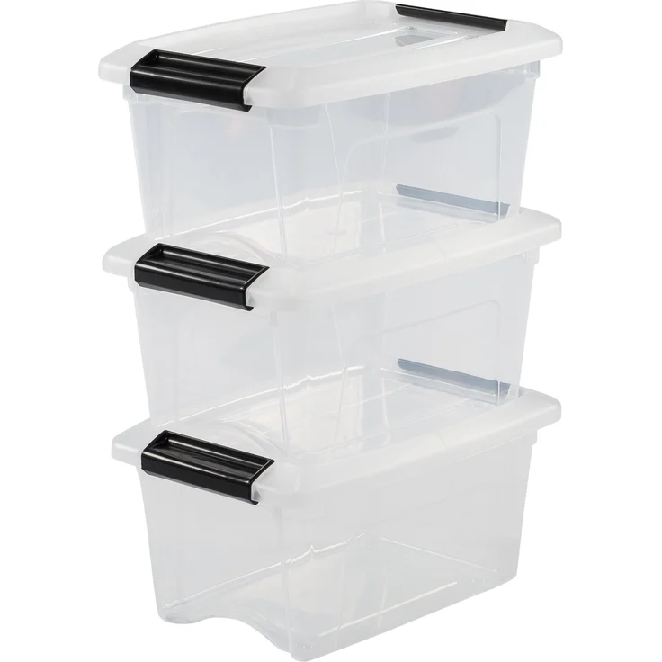 IRIS OHYAMA stapelbare Aufbewahrungsboxen mit Klickverschluss, Plastik, transparent Deckel, 5 L, 3er Set – Bild 1