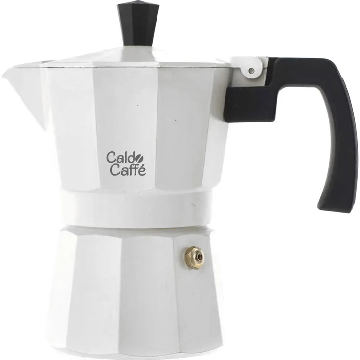 Home Warm Kaffee Espressokocher für 1 Tasse, Aluminium, Weiß-Schwarz, 13 x 8 x 13 cm