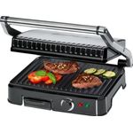 Clatronic KG 3487 Kontaktgrill für beidseitiges, fettfreies Grillen, antihaftbeschichtete Grillplatten, Edelstahlgehäuse