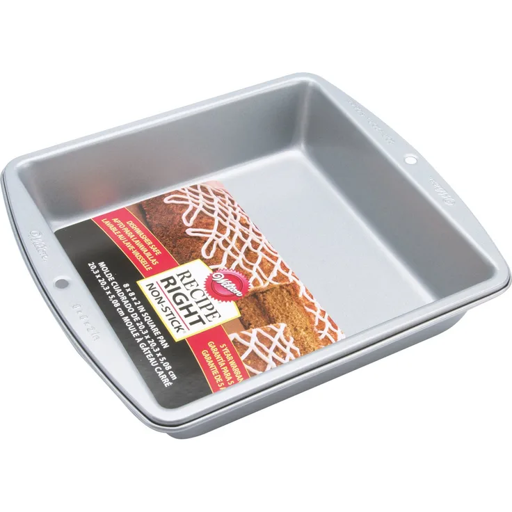 Wilton Quadratische Kuchenform, Recipe Right, antihaftbeschichtet, 20,3 cm (8 Zoll), Steel, Grey