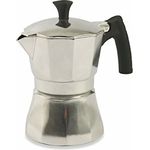 Galileo Casa 2419253 Kaffeekanne, gummierter Griff, 1 Tasse, Aluminium, Stahl-Silber