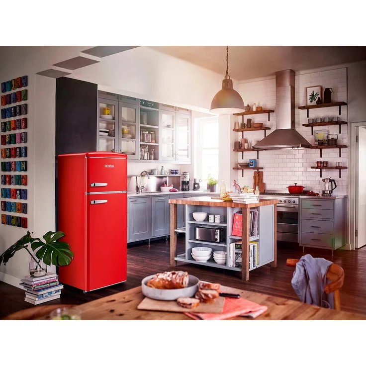 Severin RKG 8930 Kühl-Gefrierkombination, freistehend, rot, LED, Breite 55 cm, Energieklasse E – Bild 4