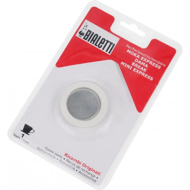 Bialetti 3 Dichtungen + 1 Filter für Moka Express 1 Tasse