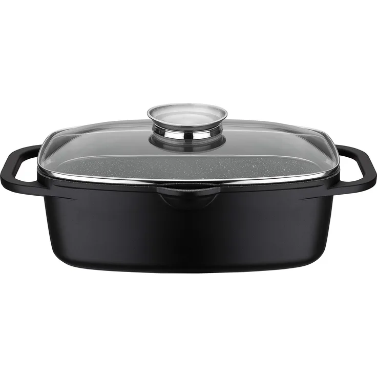 GSW 410182 Universalbräter Gourmet Granit 33x21cm, Aluminium, Glas, schwarz