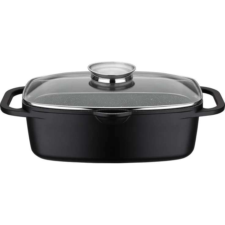 GSW 410182 Universalbräter Gourmet Granit 33x21cm, Aluminium, Glas, schwarz – Bild 1