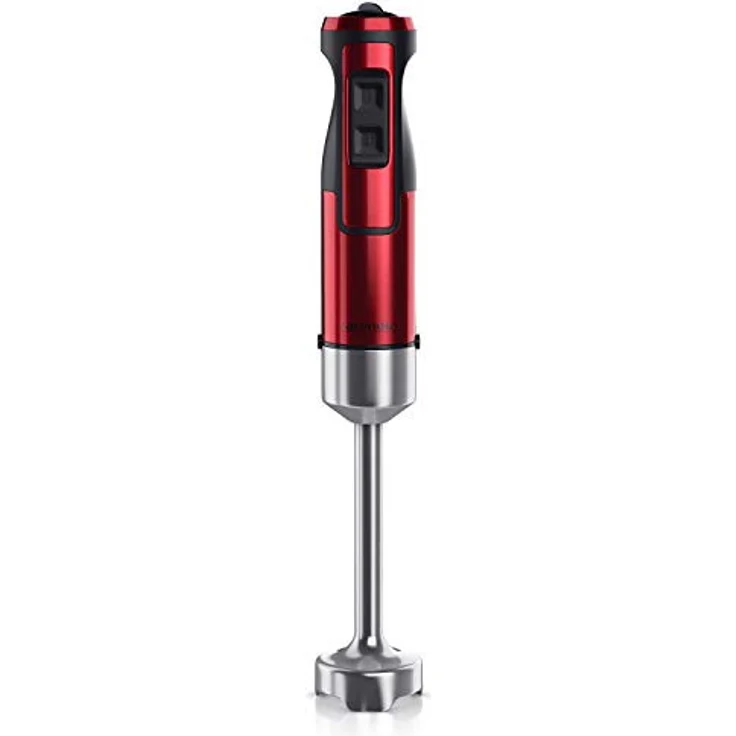 Arendo Stabmixer 1000 Watt, Edelstahl, vierflügeliges Messer, stufenlose Geschwindigkeitsregelung, rubinrot – Bild 1