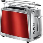Russell Hobbs Toaster Luna rot, inkl. Brötchenaufsatz, 6 einstellbare Bräunungsstufen + Auftau- & Aufwärmfunktion, Schnell-Toast-Technologie, 1550W, 23220-56