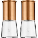 WMF De Luxe Salz und Pfeffermühle Set 2-teilig, unbefüllt, 14 cm, Cromargan Edelstahl, Glasbehälter, Keramikmahlwerk, Mühle für Salz, Pfeffer, Chillischoten