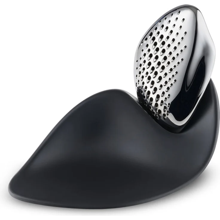 Alessi ZH03 Forma Reibe - Edelstahl 18-10 glänzend poliert mit Auflage aus Melaminharz.