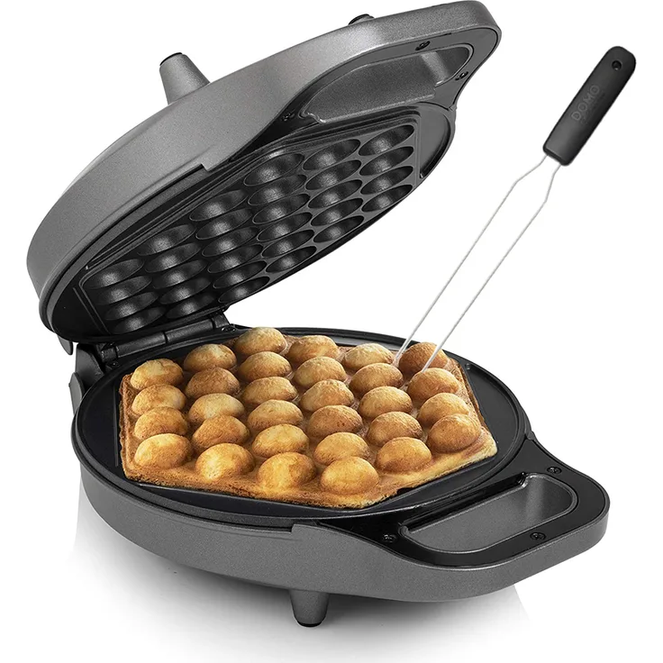 Princess Bubble Waffeleisen & Gabel für leckere Eierwaffeln Ø20cm Egg Waffle Maker Gerät