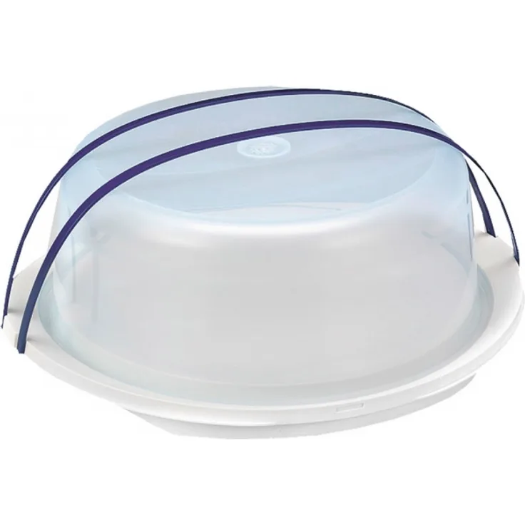 Emsa 2144301200 Tortenbutler mit Haube, Ø 30 cm, Höhe 11 cm, Weiß-Blau, Superline