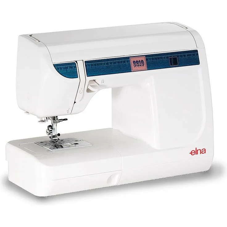Elna 3210 Freiarm-Nähmaschine 19 Nähprogramme Einstellbarer Nähfußdruck Fadenschneider Freiarm-Nähmaschine, weiß, blau