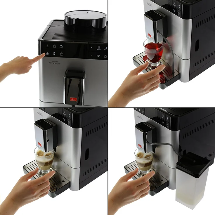 Melitta Caffeo Passione OT F531-101, Kaffeevollautomat mit Milchsystem und integriertem Mahlwerk, One Touch Funktion, Silber – Bild 8