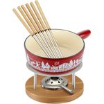 Kuhn Rikon 32276 Käsefondue Set Induktion Gusseisen rot Alpweide 24 cm, Iron
