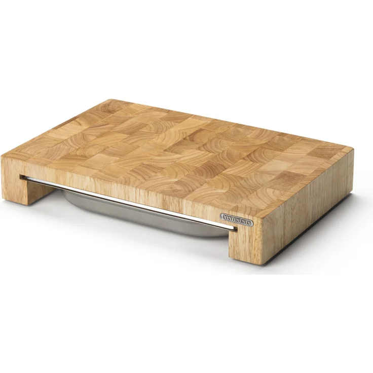 Continenta Schneidebrett Stirnholz mit Edelstahl Schublade Maße: 39 x 27 x 6 cm – Bild 1