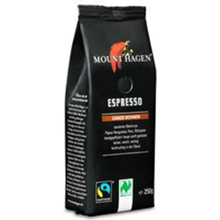 Mount Hagen Espresso ganze Bohne Softpack 250g