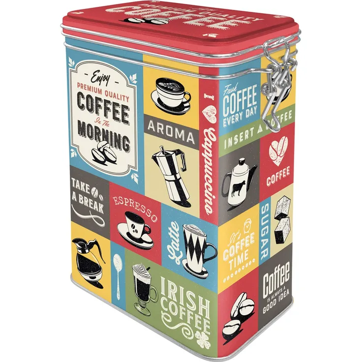 Nostalgic-Art Retro Kaffeedose - Coffee & Chocolate - Coffee Collage, Blech-Dose mit Aromadeckel, Vintage Geschenk-Idee für Kaffee-Liebhaber, 1,3 l
