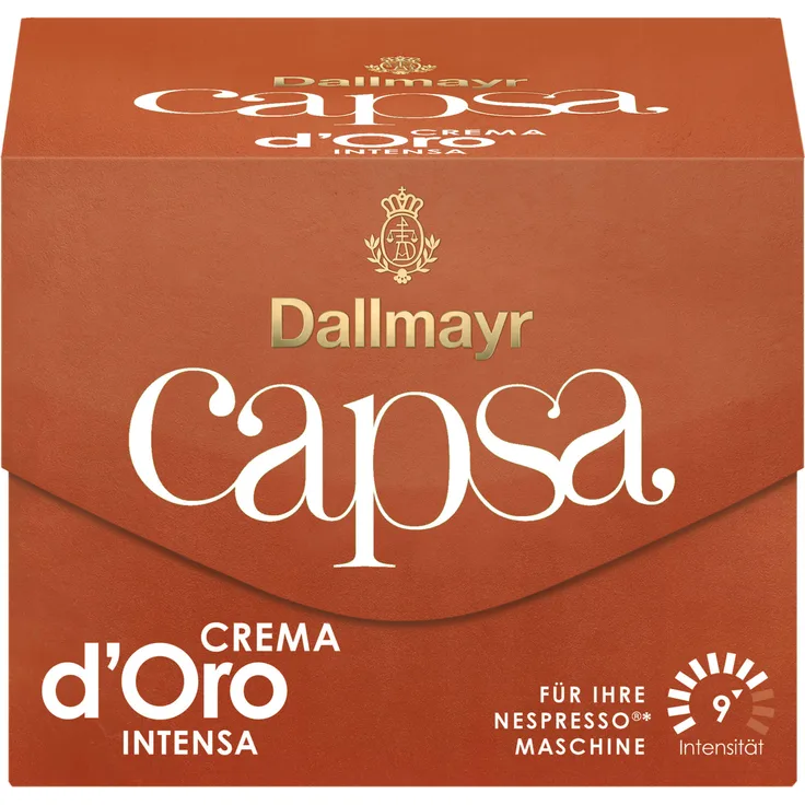 Dallmayr Capsa Crema dOro Intensa, Nespresso Kompatibel Kapsel, Kaffeekapsel, Röstkaffee, Kaffee, 10 Kapseln, 56 g