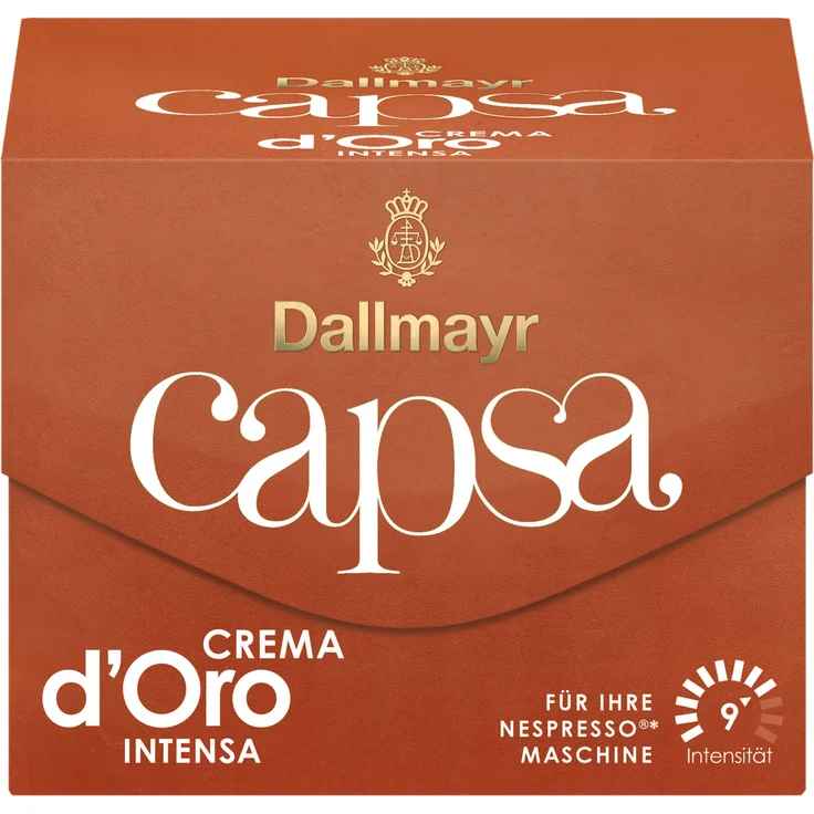 Dallmayr Capsa Crema dOro Intensa, Nespresso Kompatibel Kapsel, Kaffeekapsel, Röstkaffee, Kaffee, 10 Kapseln, 56 g – Bild 1