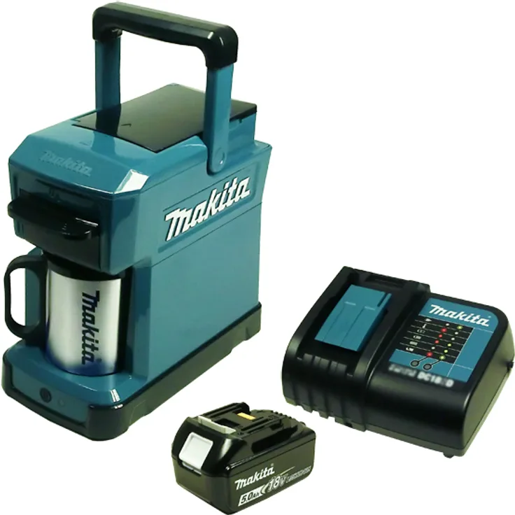 Makita DCM 501 Akku-Kaffeemaschine mit Akku 5 Ah und Ladegerät