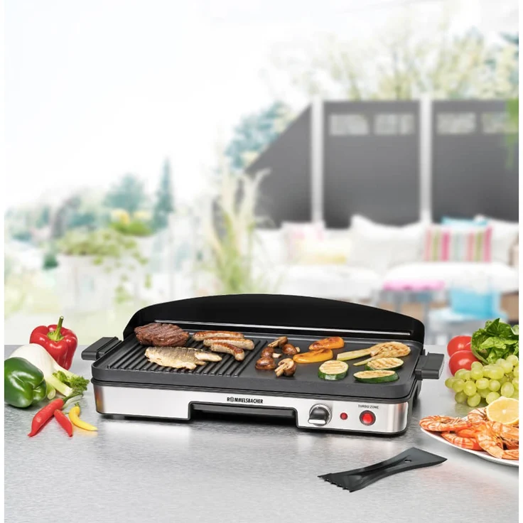 Rommelsbacher BBQ 2003 Tischgrill, glatte & geriffelte Grillfläche, 50 x 25 cm, 1900 Watt – Bild 2