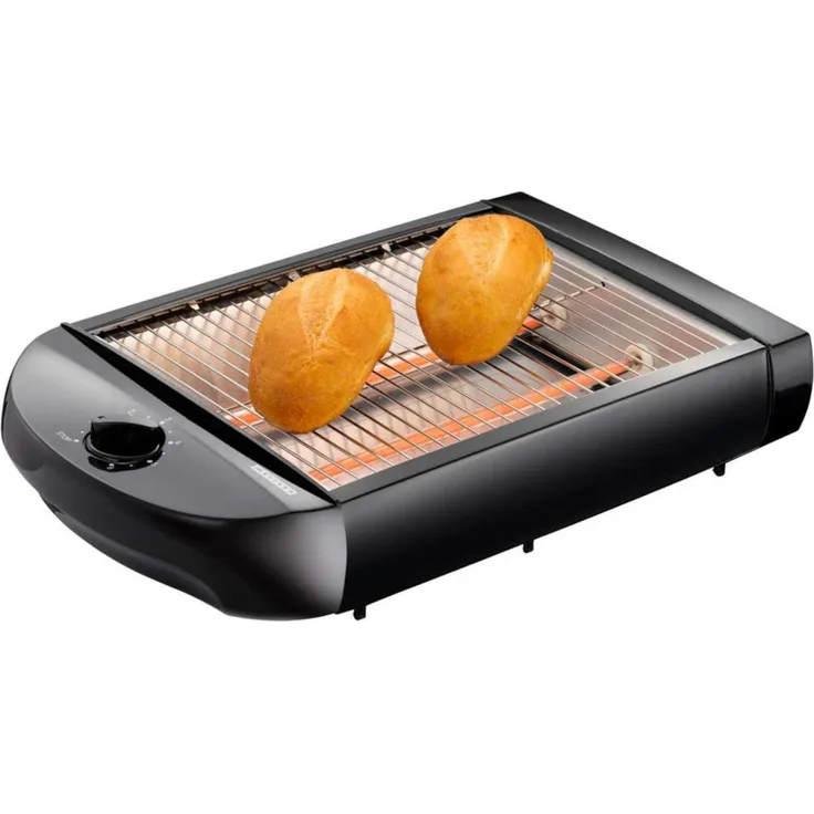 Melissa 16140145 Flachtoaster Toaster, 600W,  für Toast Brötchen Fluetes Baquette Hamburger Brötchen, schwarz