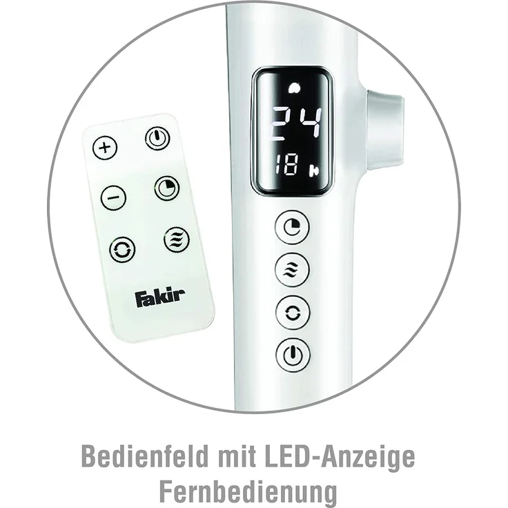 Fakir VC 60 DC Premium - Standventilator mit Fernbedienung, höhenverstellbar, sehr leise, sparsame Doppelflügeltechnologie, LED-Anzeige , 24 Stufen – 28 Watt – Bild 5