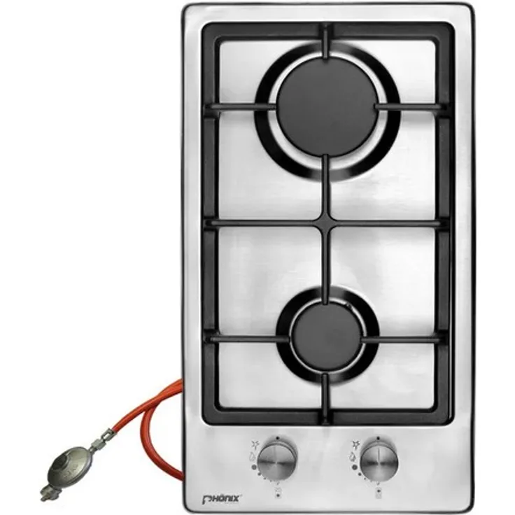 Phönix Domino-ST Gaskochfeld Edelstahl Gaskocher 2 flammig Kochfeld Autark Propan- Edrgas