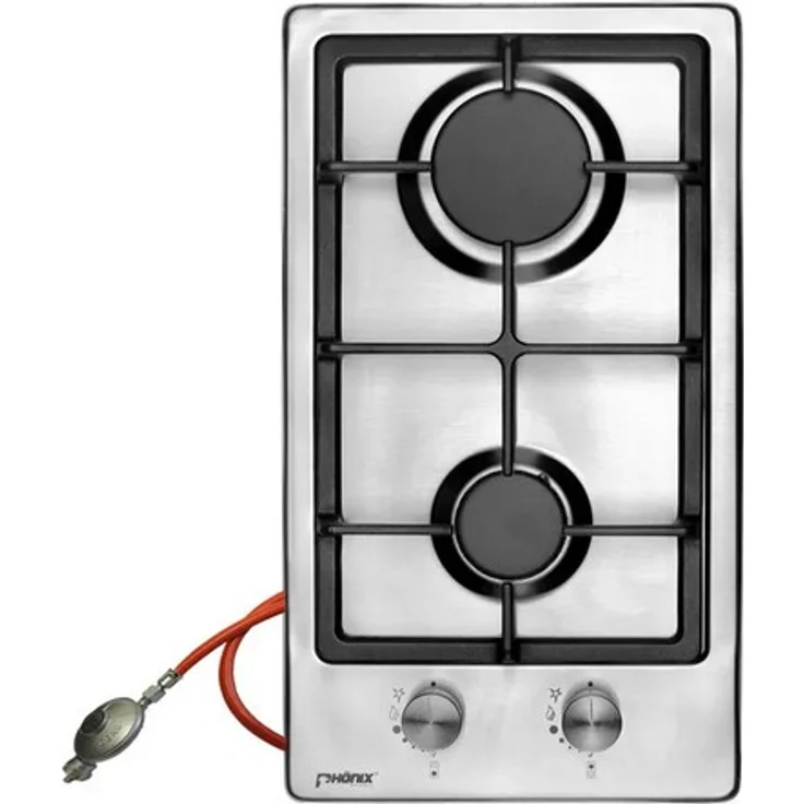 Phönix Domino-ST Gaskochfeld Edelstahl Gaskocher 2 flammig Kochfeld Autark Propan- Edrgas – Bild 1