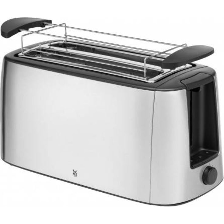 WMF Bueno Pro Toaster Langschlitz, 4er Toaser-Doppelschlitz, für 4 Toast- oder 2 Brotscheiben, XXL-Toast, Aufknusper-Funktion, 6 Bräunungsstufen, Brötchenaufsatz, edelstahl matt