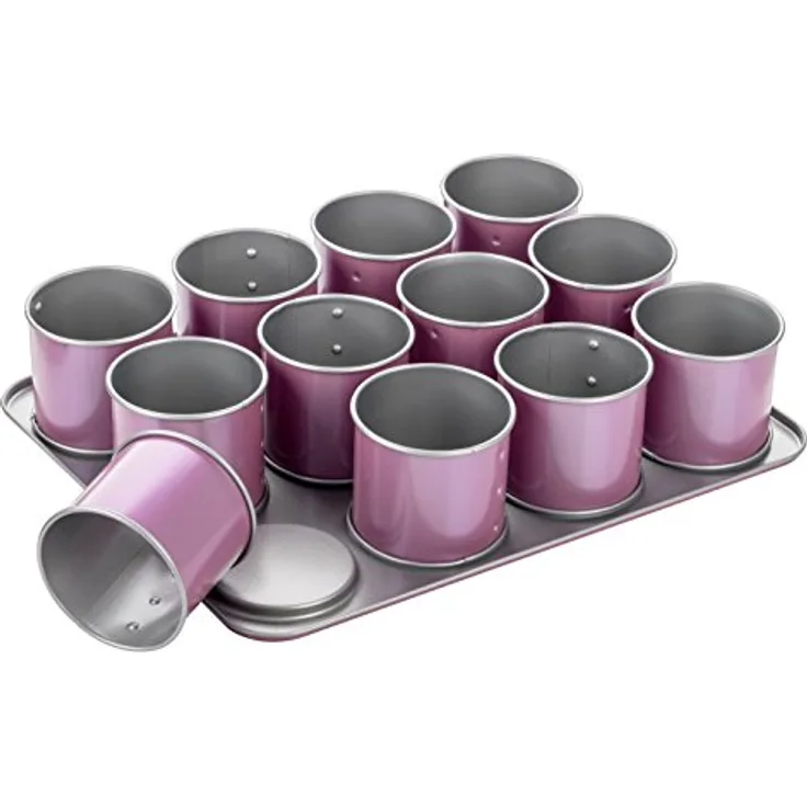 Zenker Creative Studio Mini-Törtchen Backblech, Backform, Kuchenform, für 12 Törtchen, Ilag Special, Grau / Twist Effekt Frozen Rose, L 38 cm, 7481