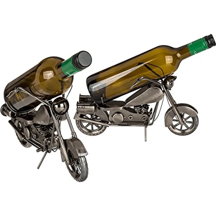 Out of the Blue 71-3170 - Flaschenhalter aus Metall, Motorrad I, ca. 31 x 17 cm, ideal als Deko und Geschenkverpackung