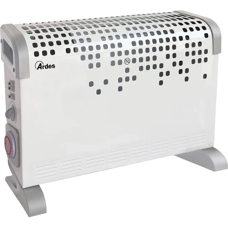 Ardes ARC03T AR4C03T Turbine Time Turbo-Ventilator mit Thermostat, Timer 24 H und 3 Leistungsstufen weiß Design grau, 