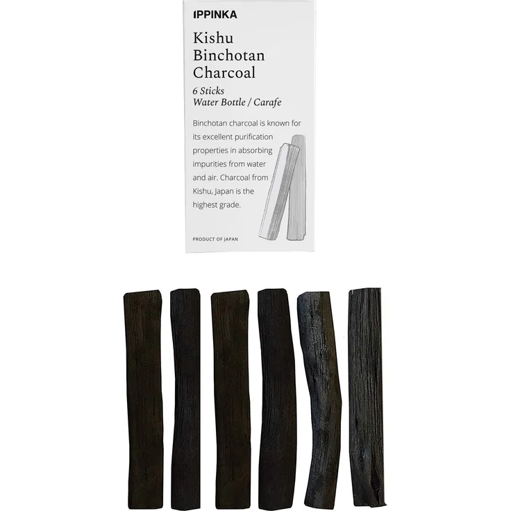 IPPINKA Kishu Binchotan Slim Personal Sticks, 6 Stück Wasserfilter