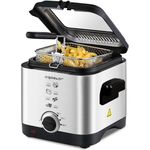 Aigostar 3000041ZD Fritteuse, mit Fett, 1,5 Liter Fassungsvermögen, 900 Watt, silber, Edelstahl