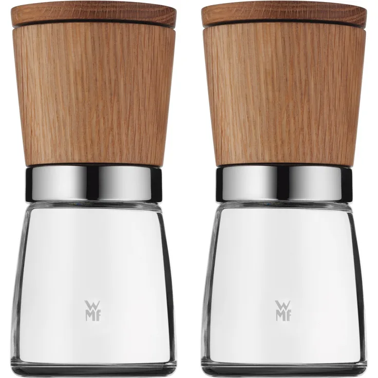WMF Ceramill Nature Salz und Pfeffer Mühle Set 2-teilig, unbefüllt, für Salz, Pfeffer, Chilli, Salzmühle, Pfeffermühle Holz, Keramikmahlwerk
