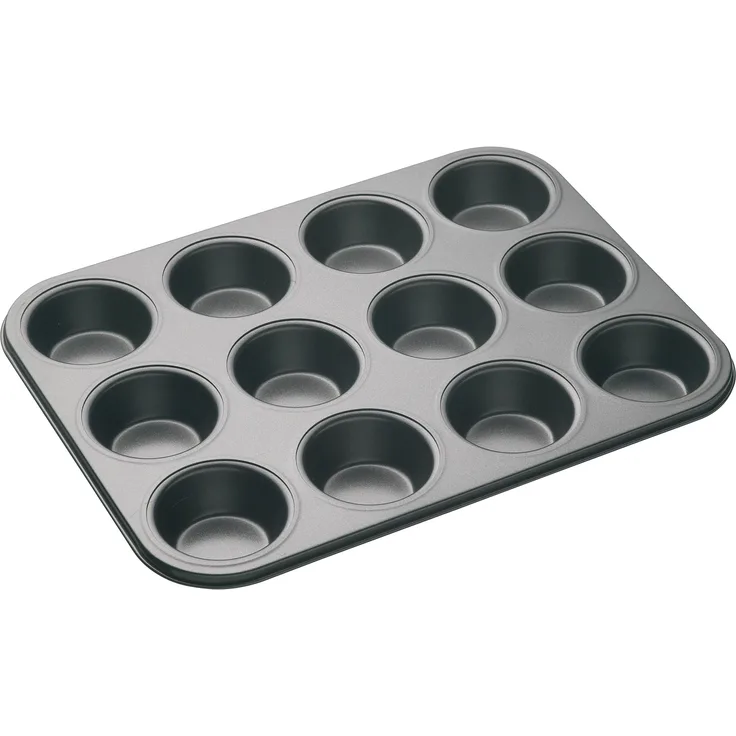 Master Class Antihaft-Cupcake-Backblech mit Mulden, Stahl, Grau, 35 x 27 x 2.5 cm