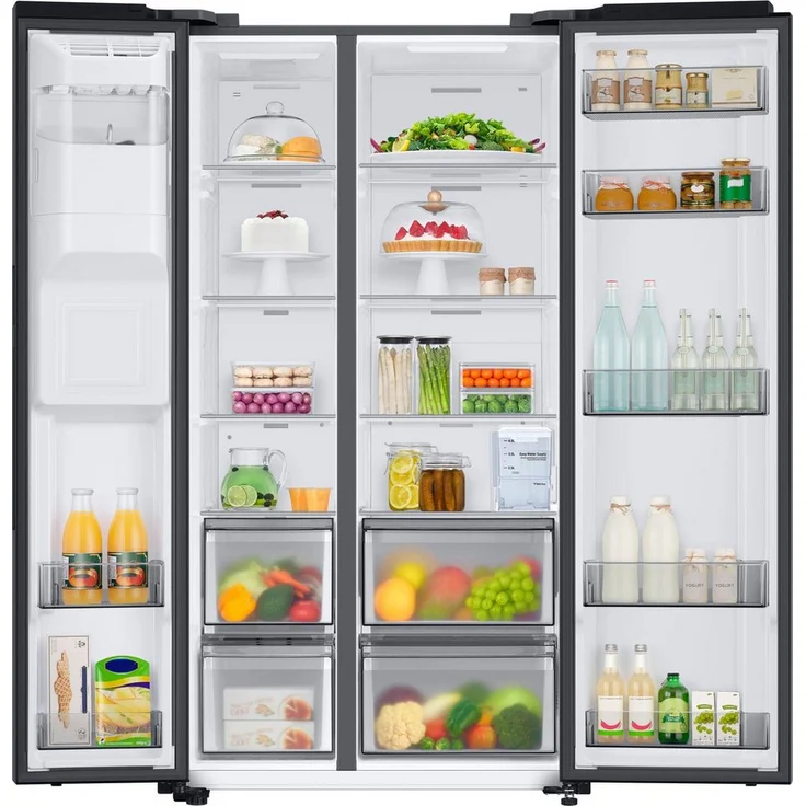Samsung RS6GA8521B1 EG Side-by-Side-Kühlschrank, freistehend, Premium Black Steel, NoFrost, Wasser- und Eiswürfelspender, Wassertank, Schnellgefrieren, Breite 91.2 cm – Bild 2