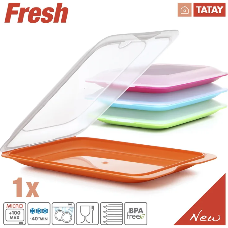 TATAY 1180001 - Wurstbehälter FRESH System, Eine Einheit in Zufälligen Modernen Farben Enthalten, Maßnahmen 17 x 3.2 x 25.2 cm