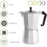Oryx Espressokocher aus Aluminium 12 Tazas (600ml)