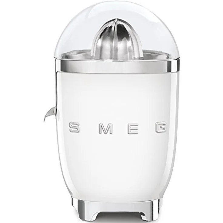 Smeg CJF01WHEU Zitruspresse, Anti-Tropf-Auslauf aus Edelstahl mit Klappverschluss, verhindert ein Nachtropfen, weiß,  Serie: CJF01 – Bild 1