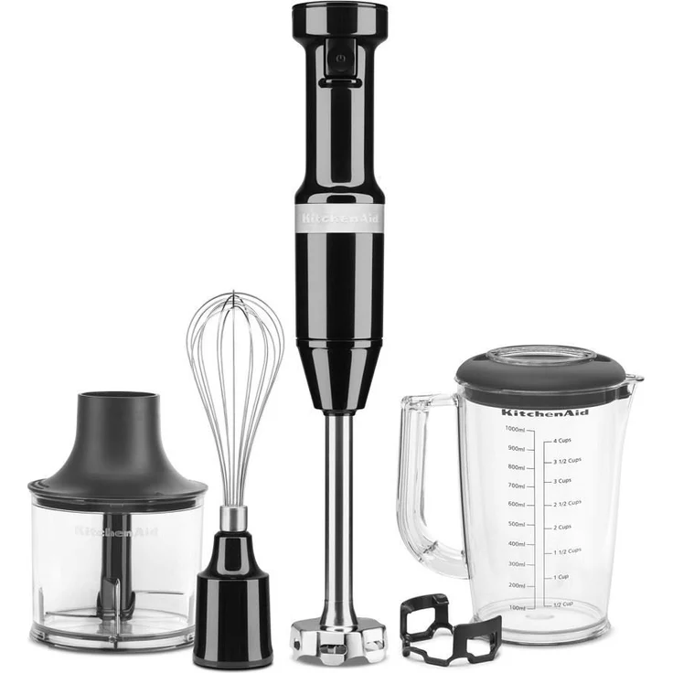 KitchenAid 5KHBV83EOB Stabmixer 2021, 180W, 1L Mixerkrug, inkl. Zerkleinerer, Schneebesenaufsatz, onyx schwarz