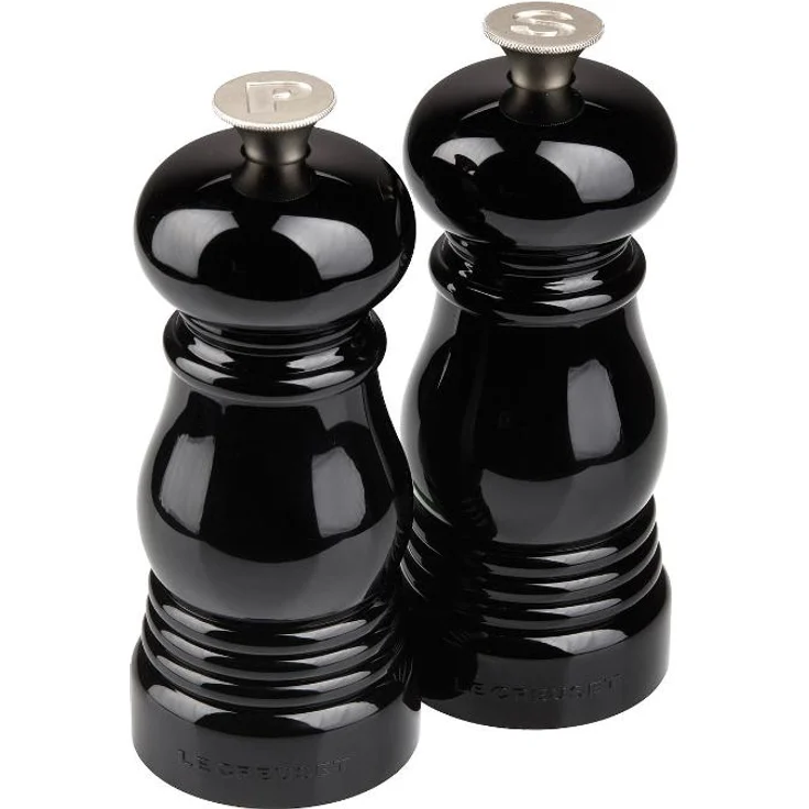 Le Creuset Kleines Mühlenset, Salz- und Pfeffermühle, ABS-Kunststoff, Je 5 x 5 x 12,1 cm, Keramik-Mahlwerk, Schwarz – Bild 1